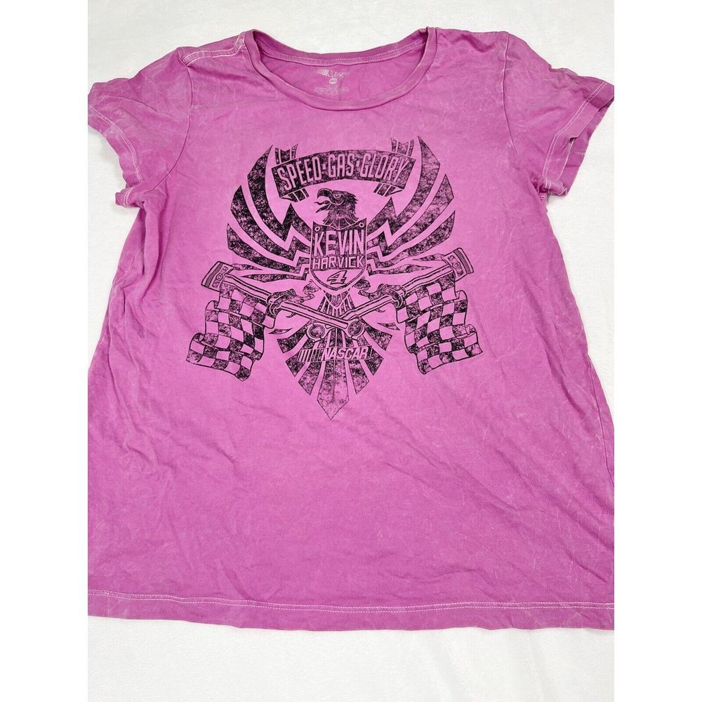 Kevin Harvick NASCAR Women's Scoop Neck Ladies T-Shirt Pink Sz M (1295)
